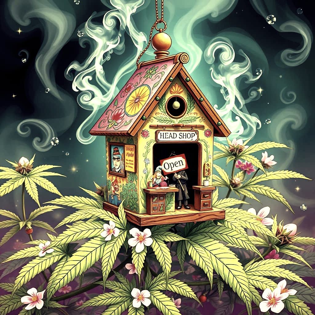 Dada Birdhouse Head Shop on Cannabis Plant