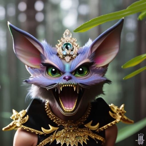 Feral Gremlin Princess with Tiara: Hyperdetailed Art