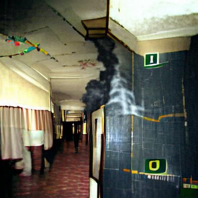Eerie Smoke-Filled Corridor in Abandoned Hotel
