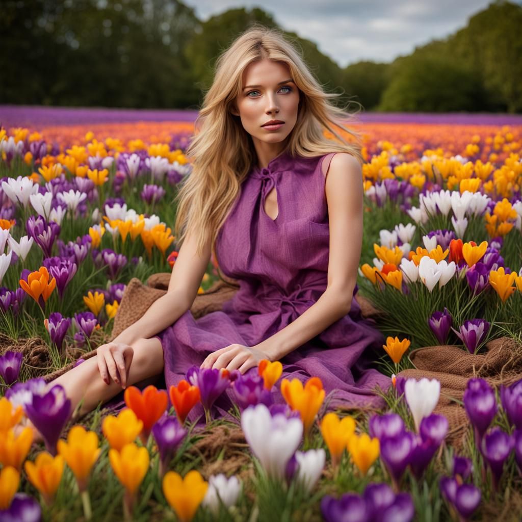 Model in Crocus Flower Dress by Lee Jeffries