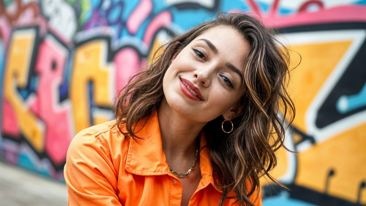 Cheerful Woman in Kidcore Fashion Sending Air Kiss