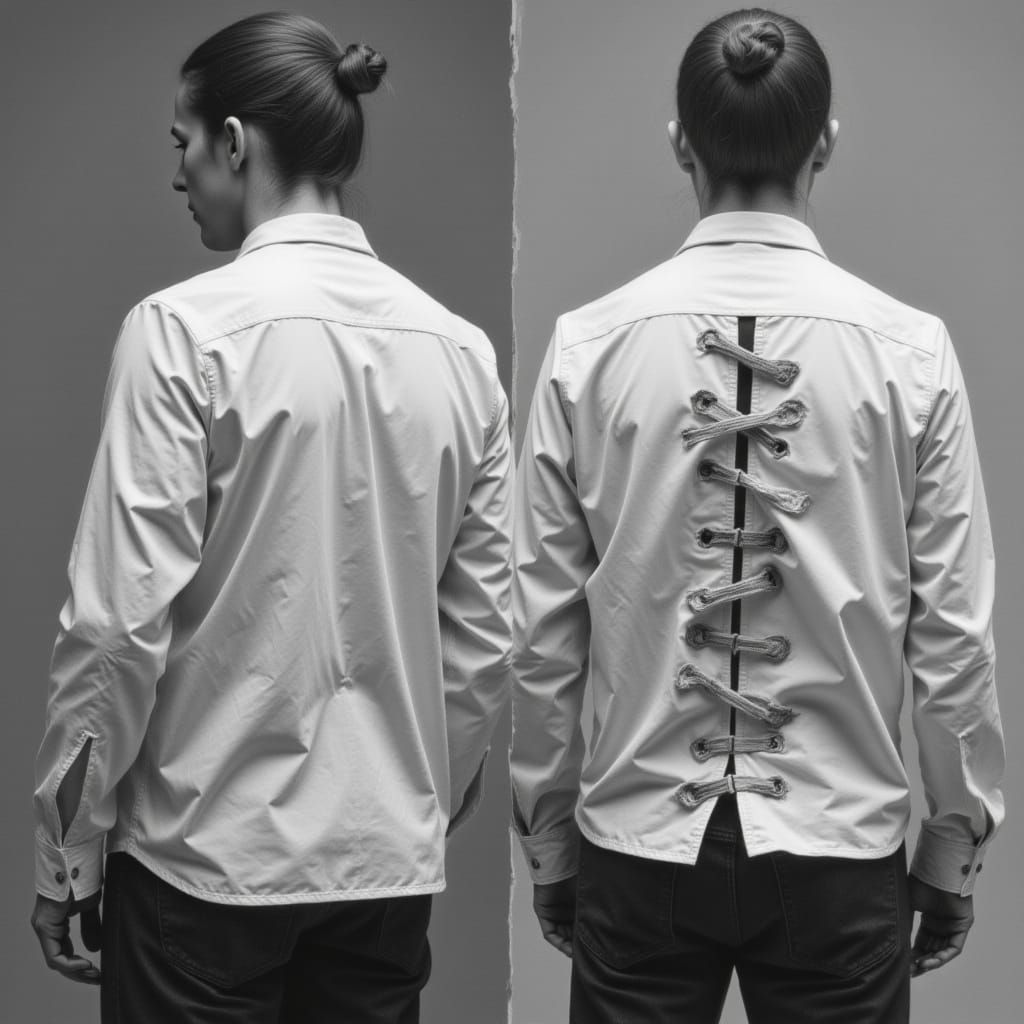 White Straight Jacket Front and Back View