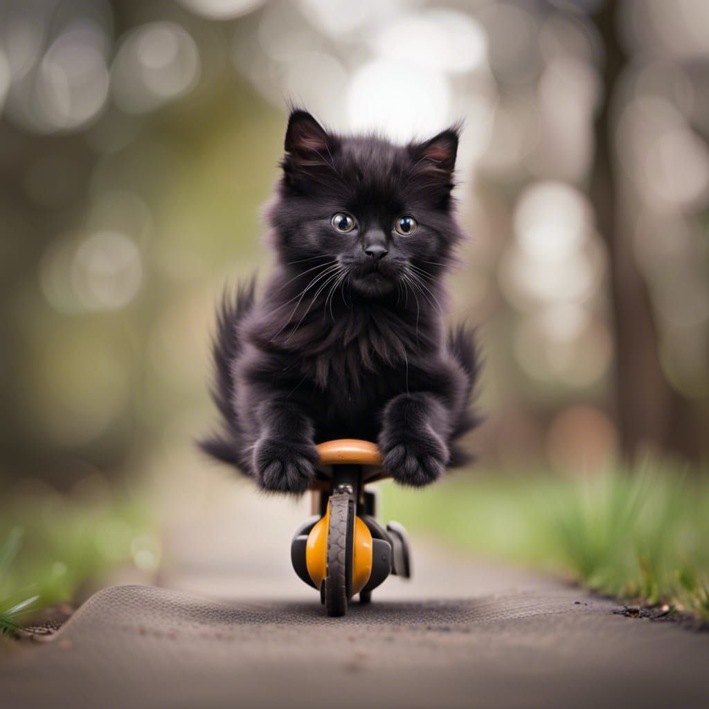 Baby Rides a Jumping Black Cat: Professional Photography