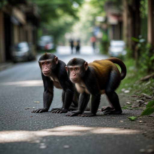 Chaos in the Streets: Monkeys Claim Abandoned Town