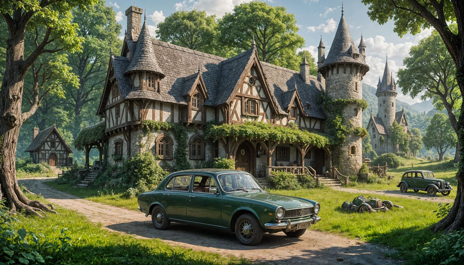 Antique Elven Car in Enchanted Forest