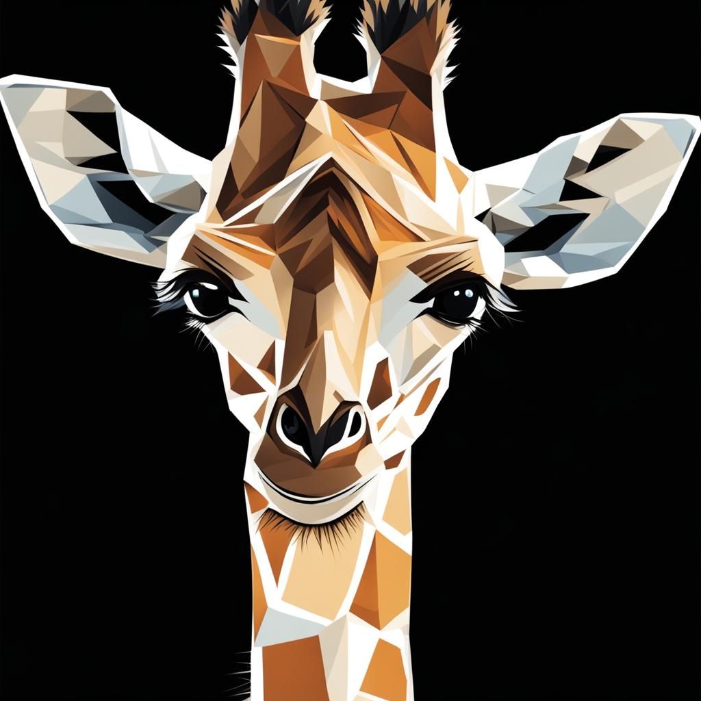 Cute Giraffe Cubism Style Digital Art