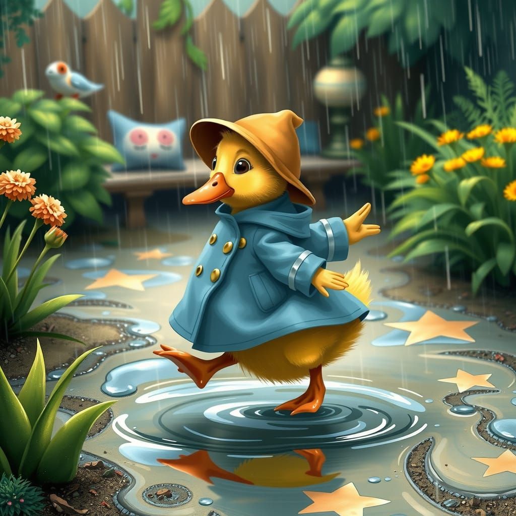 Duckling Dances in the Rain