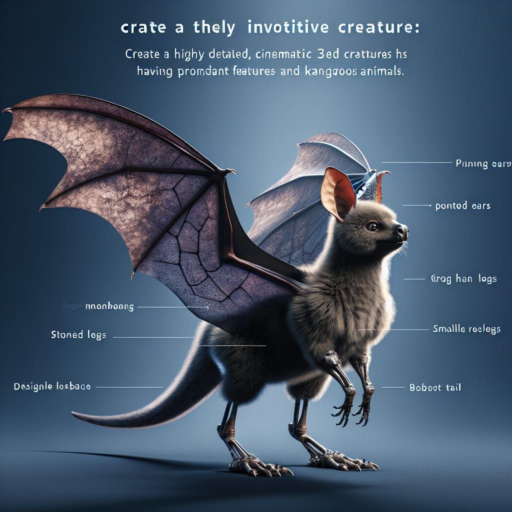 Bat-Kangaroo Hybrid Creature: 3D Cinematic Rendering