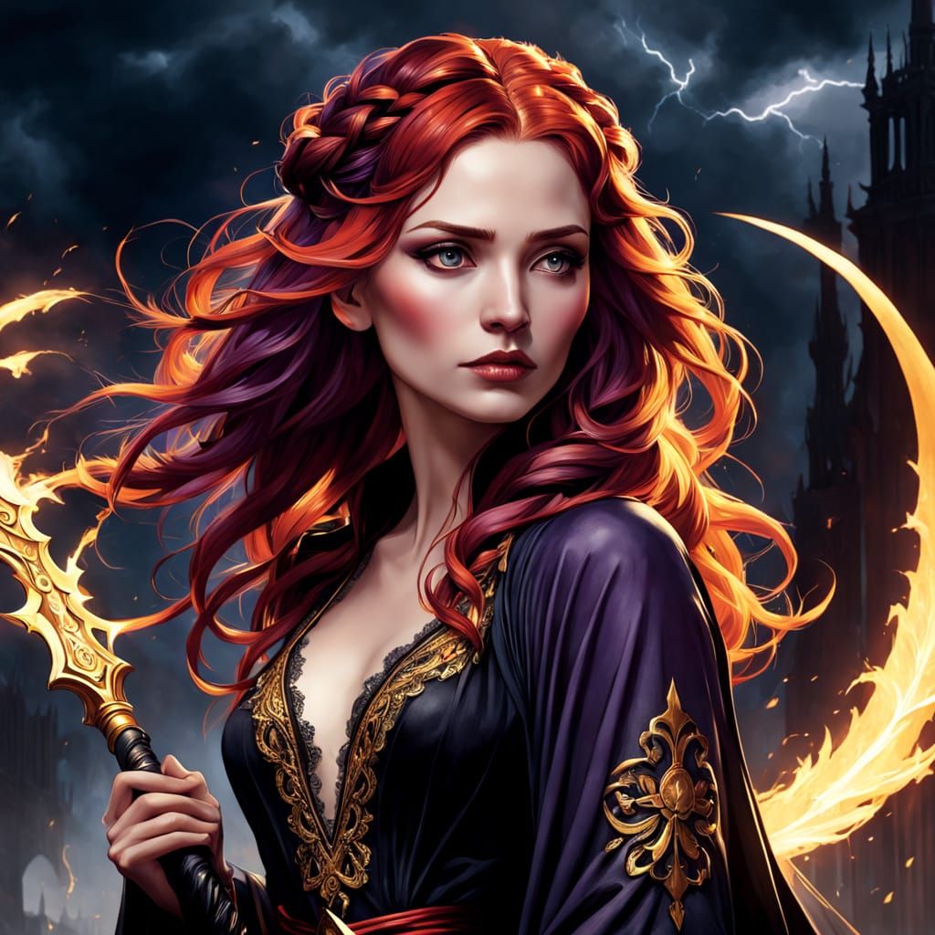 Dark Fantasy Angel of Death in Elegant Black Robe