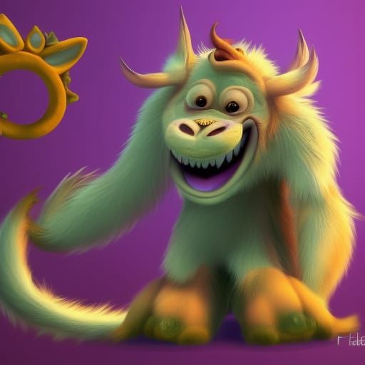 Cute Furry Monster in Disney Style