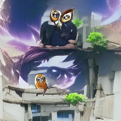 Anime Owl Character Illustration
