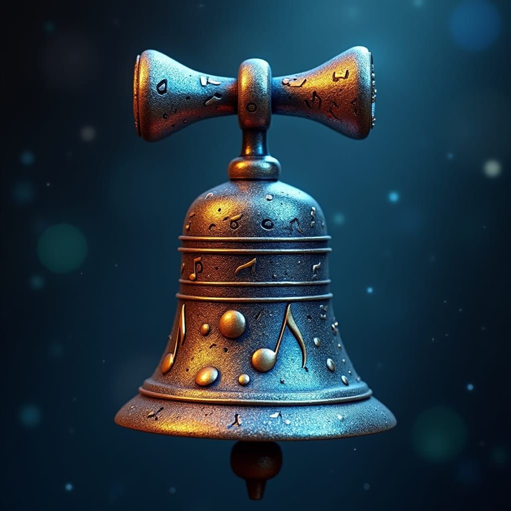 Hand-Crafted Handbell with Musical Note Carvings