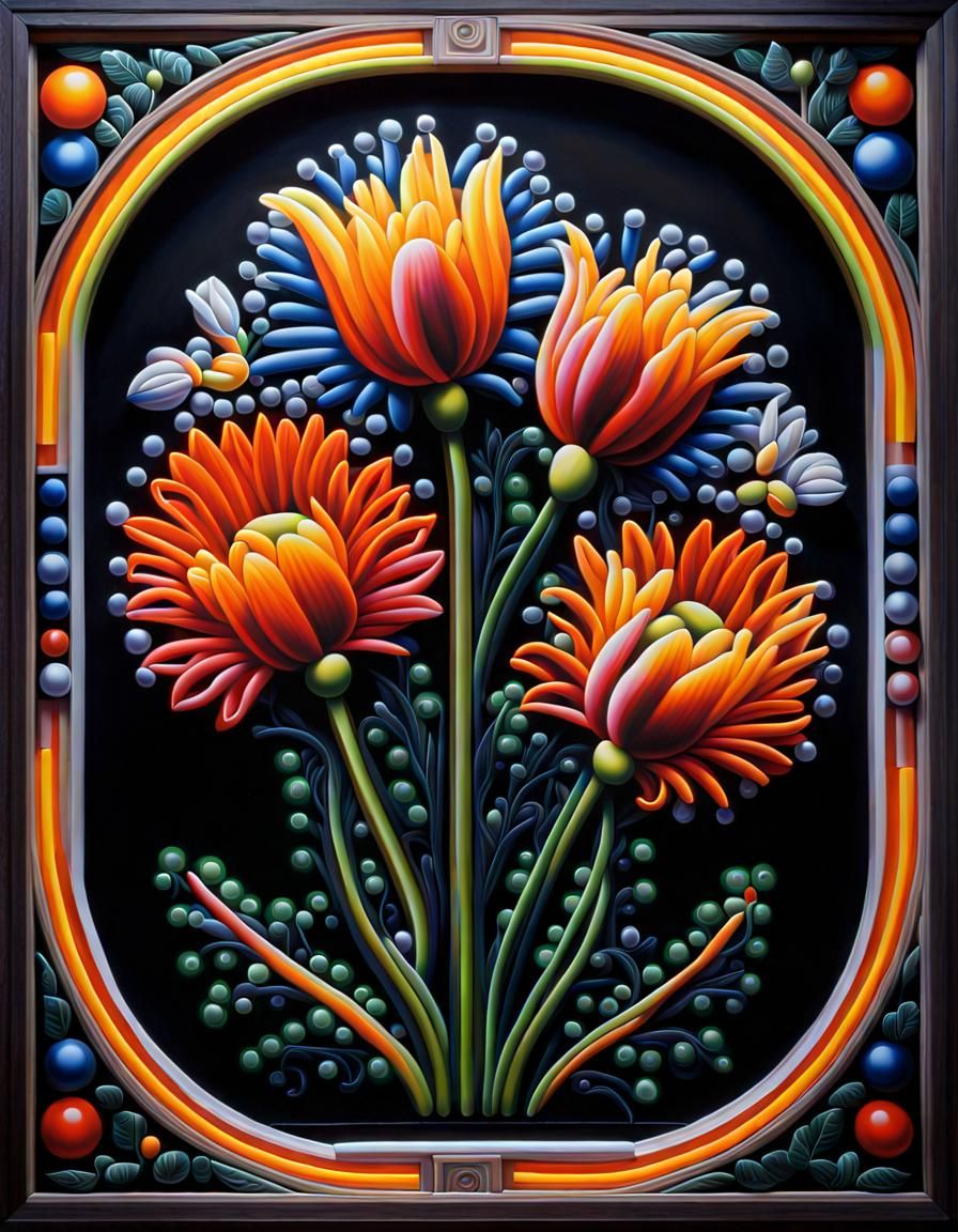 Lite-Brite Flowers in Holographic Style