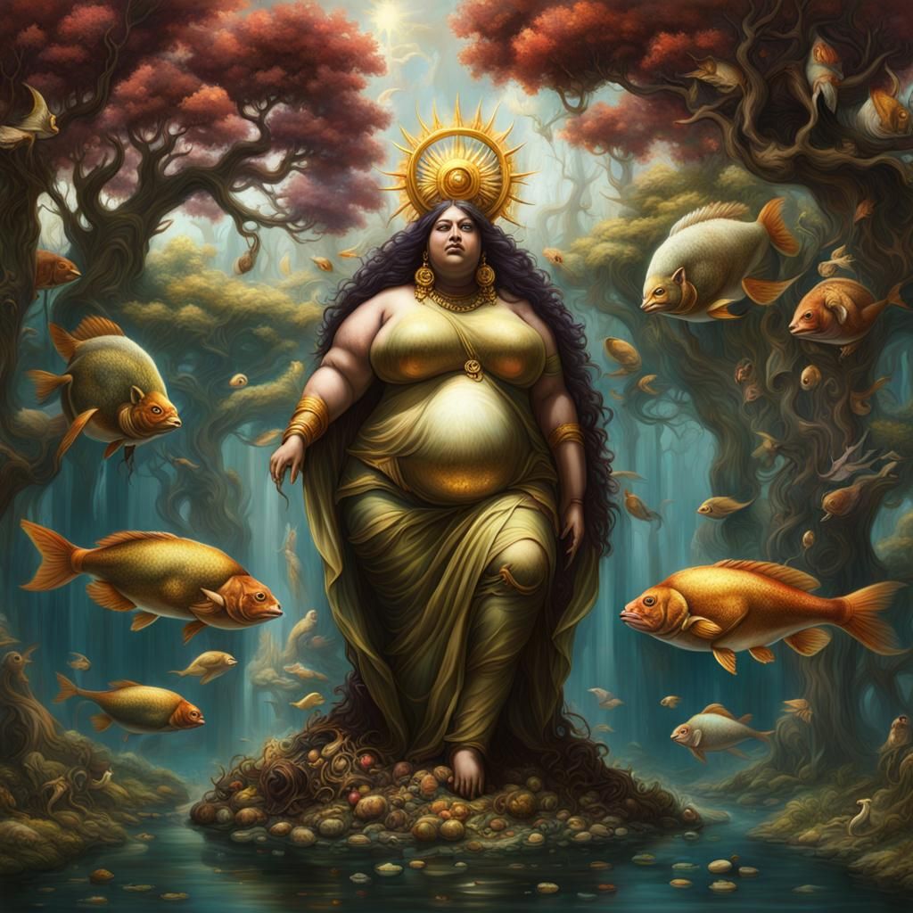 Goddesses and Canids in Fantastical Matte Painting