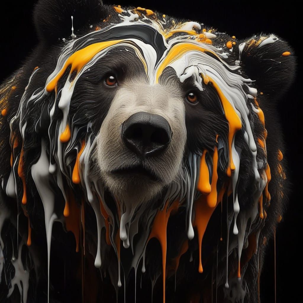 Kind Obese Bear Covered in Swirling Paint
