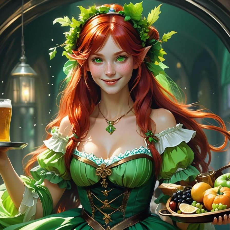 Oktoberfest Fairy Maid Portrait in Anime Style