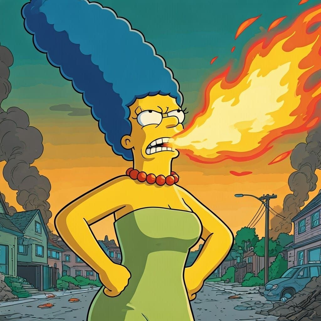 Fierce Marge Simpson Unleashes Fiery Fury