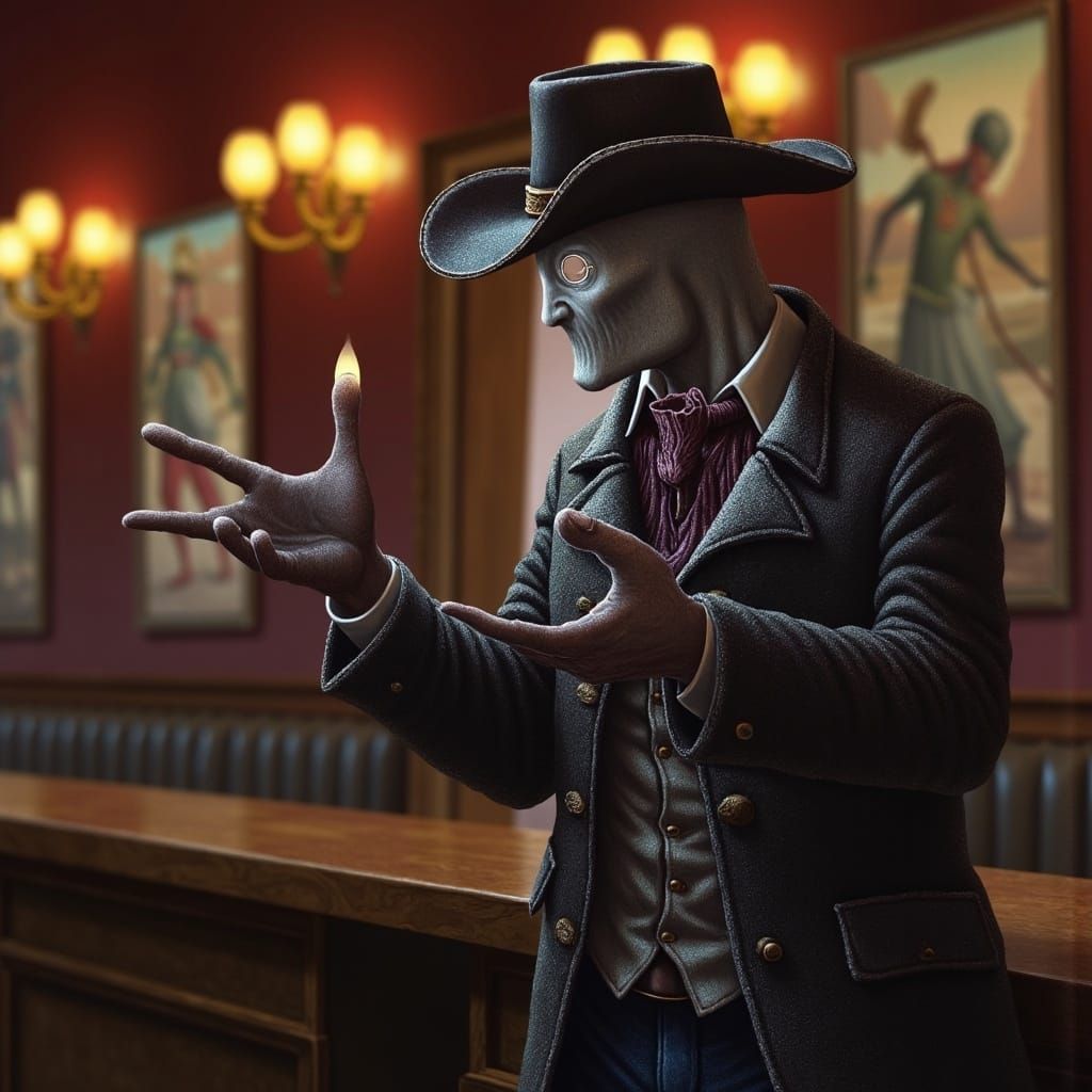 Ghost Cowboy in Saloon, Surreal Style