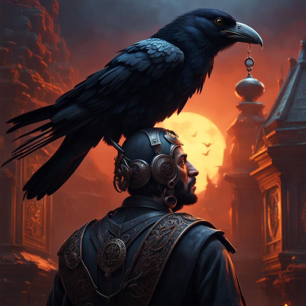 Wounded Crow: Dark Fantasy Digital Art