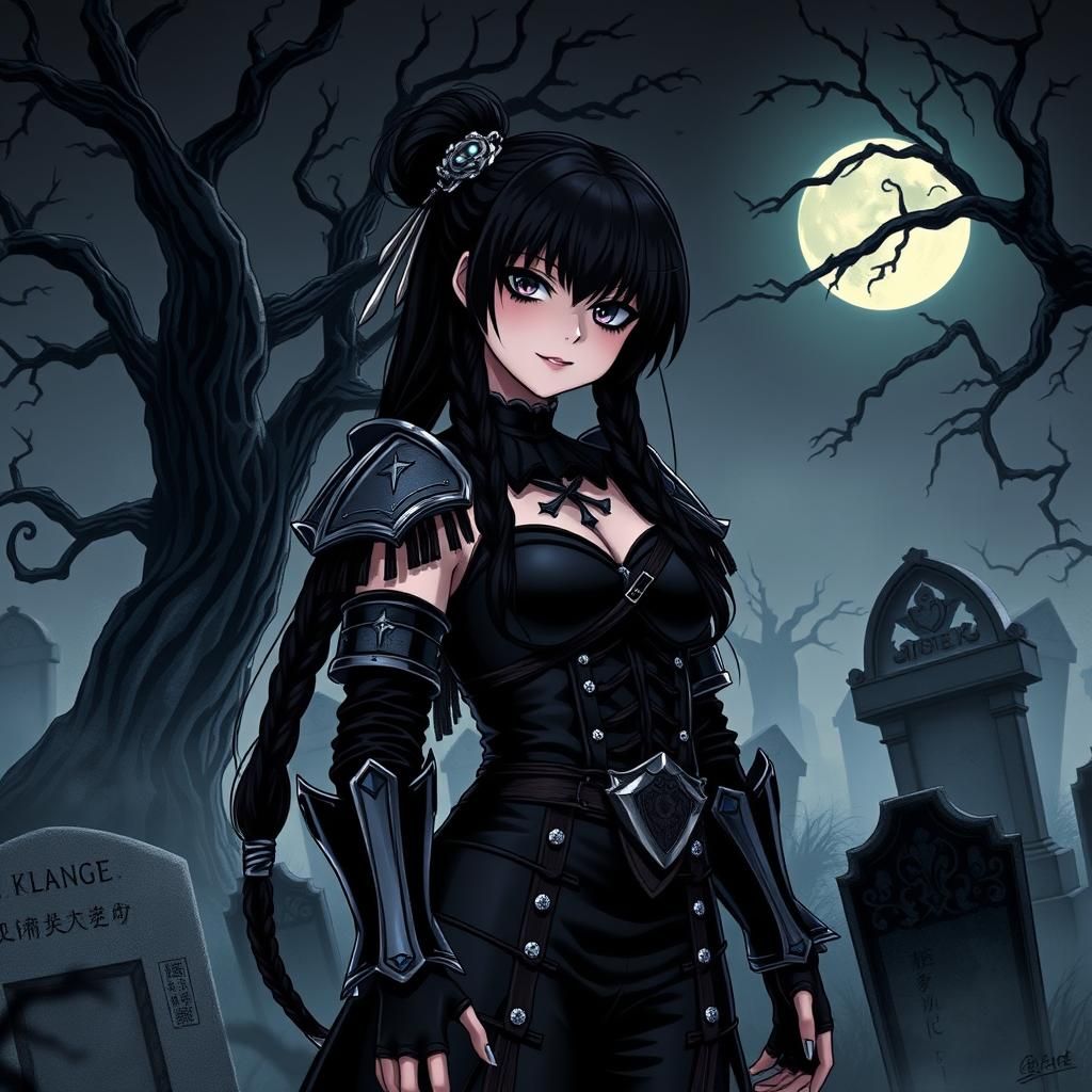 Wednesday Addams as Gothic Anime Warrior