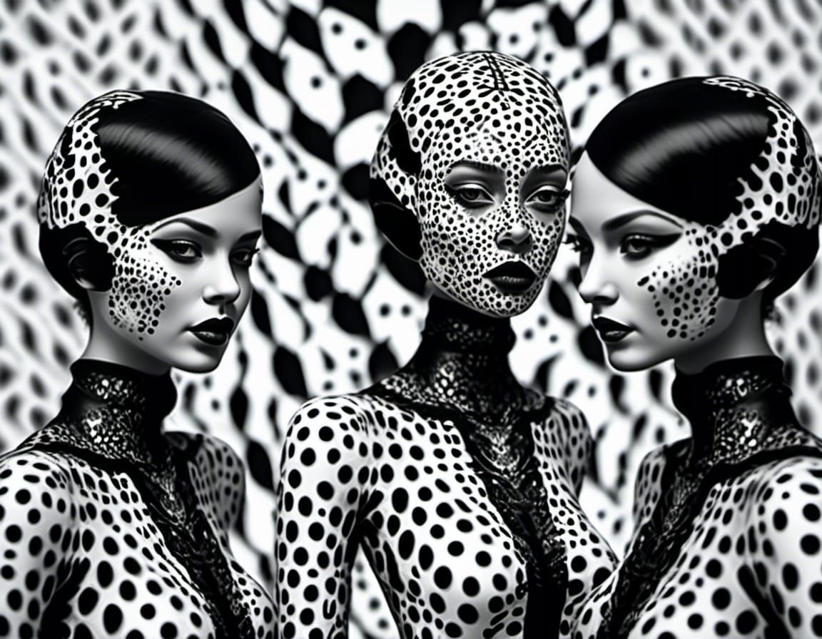Glamorous Women in Dalmatian Suits: Hyperrealistic Art