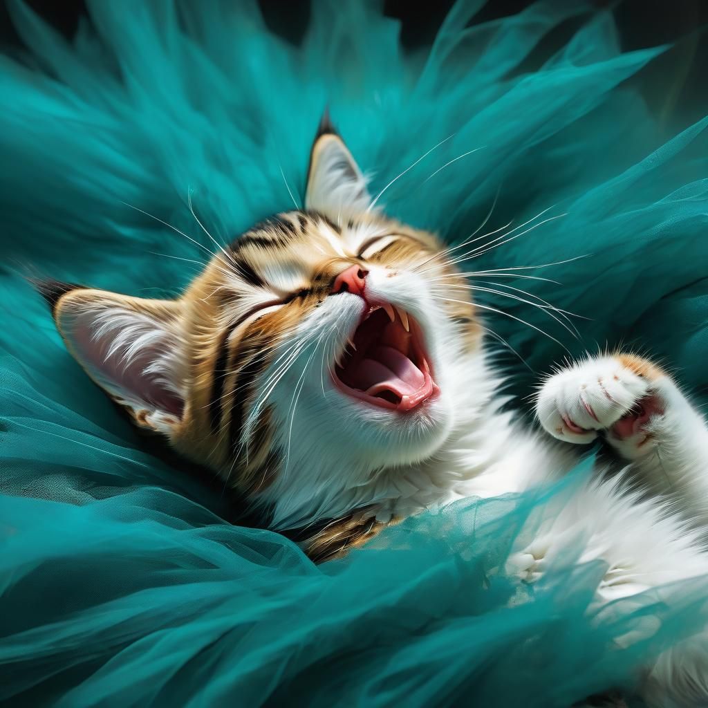 Kitten Yawns in Natural Morning Light