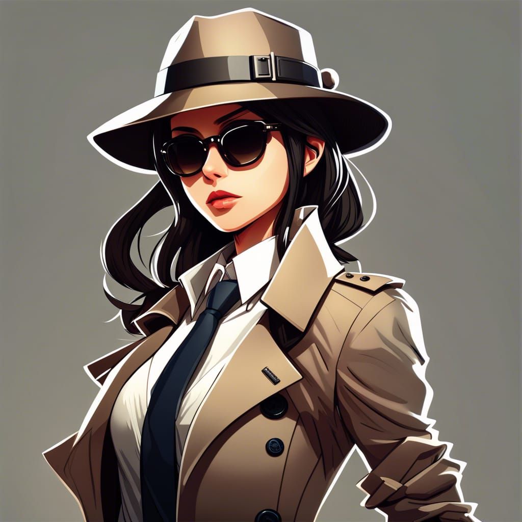 Anime Woman in Suit and Fedora