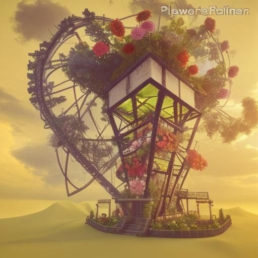 3D Tower in a Maximalist Flower Garden