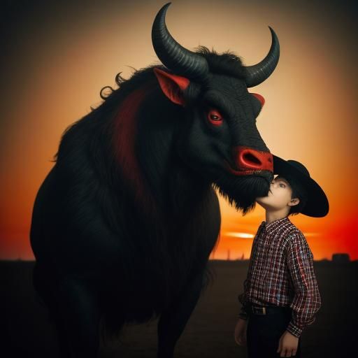 Boy Talks to Demon in Cinematic Photo