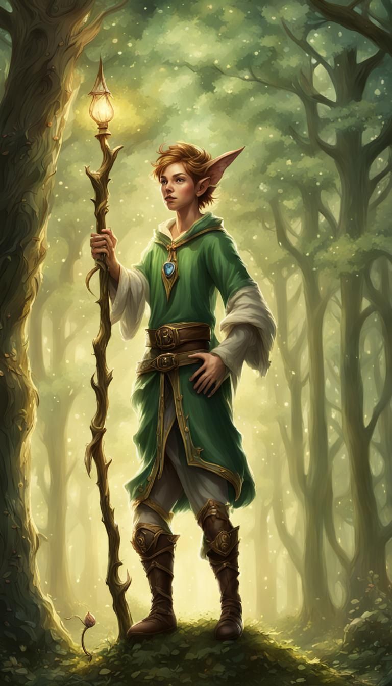 Enchanting Elves Casting Spells in Forest