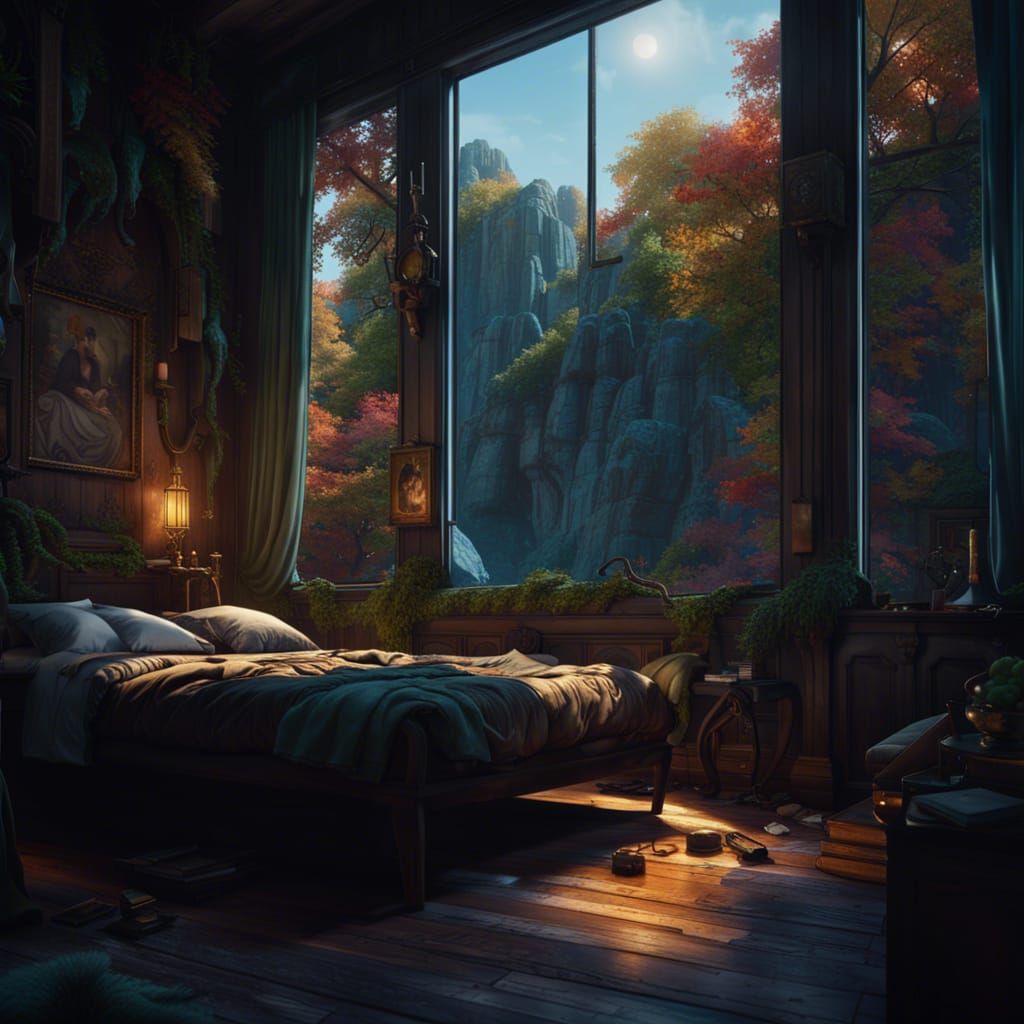 Fantastical Room View in Detailed Matte Painting