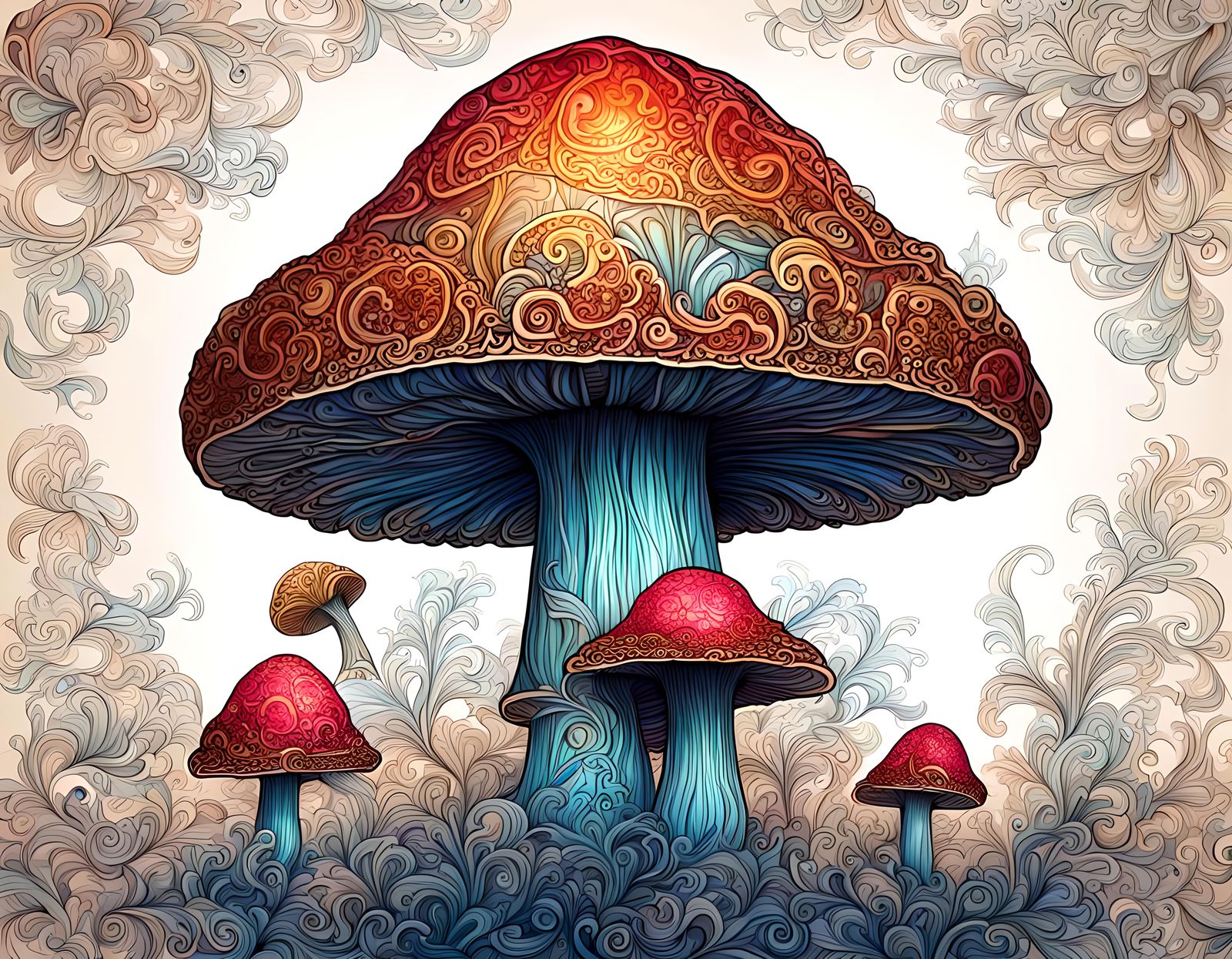 Lace Filigree Mushroom Poster Art