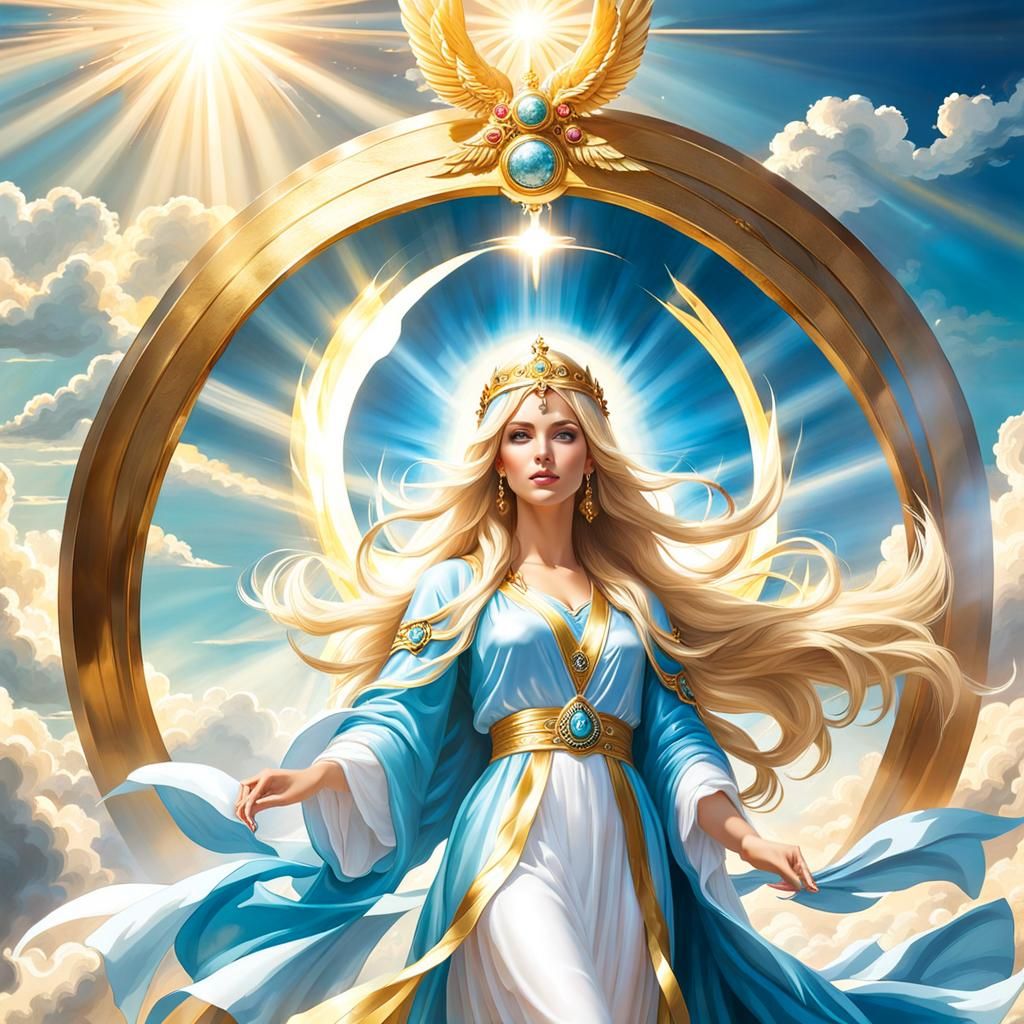 Radiant Goddess of Light in Silk Robes