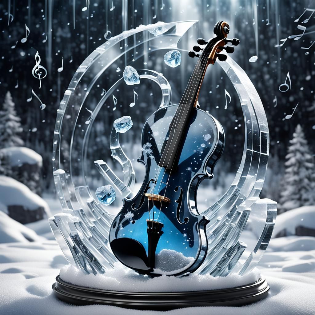 Crystal Violin Plays Winter Symphony in Photorealistic Snows...
