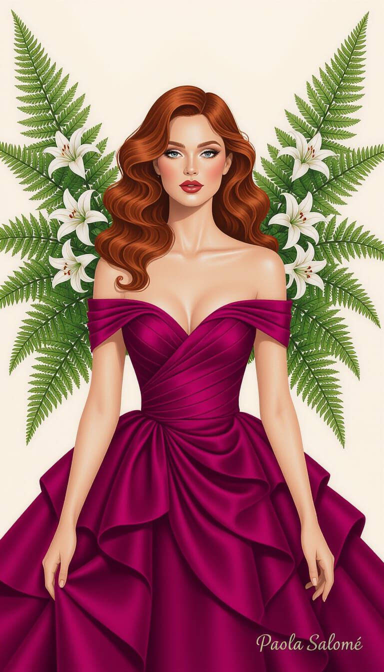 Woman with Botanical Wings in Avant Garde Style