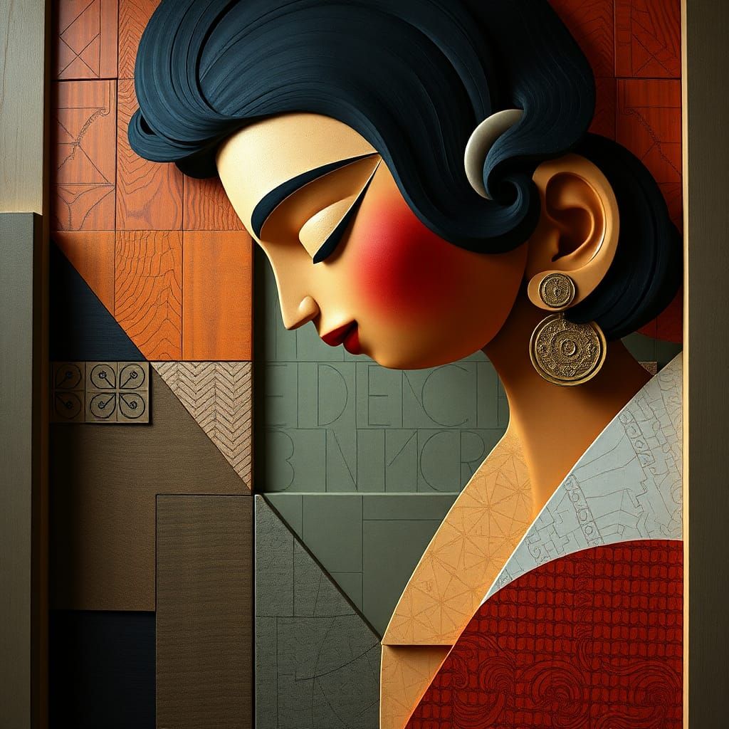 Abstract Cubism in Hyperrealistic Style