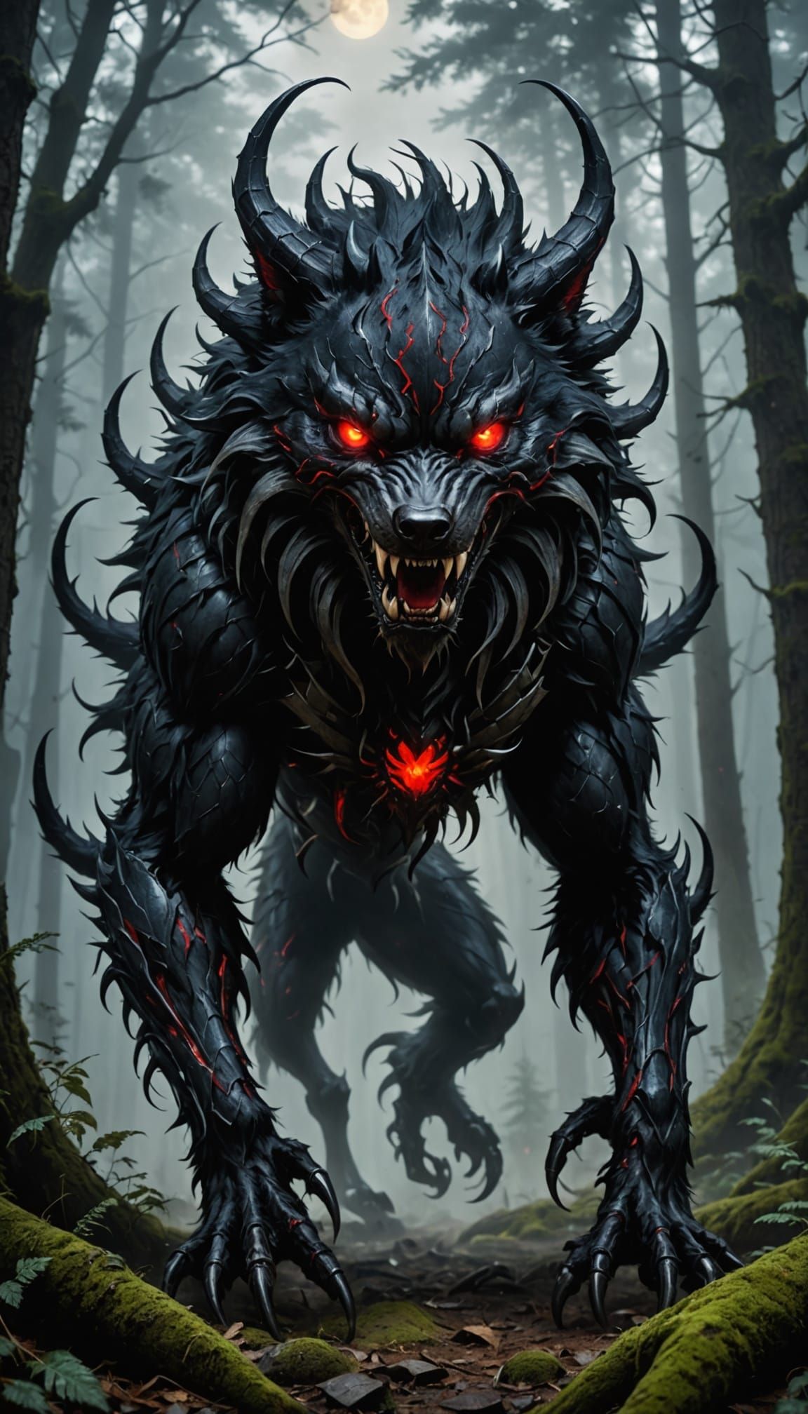 Mysterious Shadow Fang Wolf Lurks in Haunted Forest