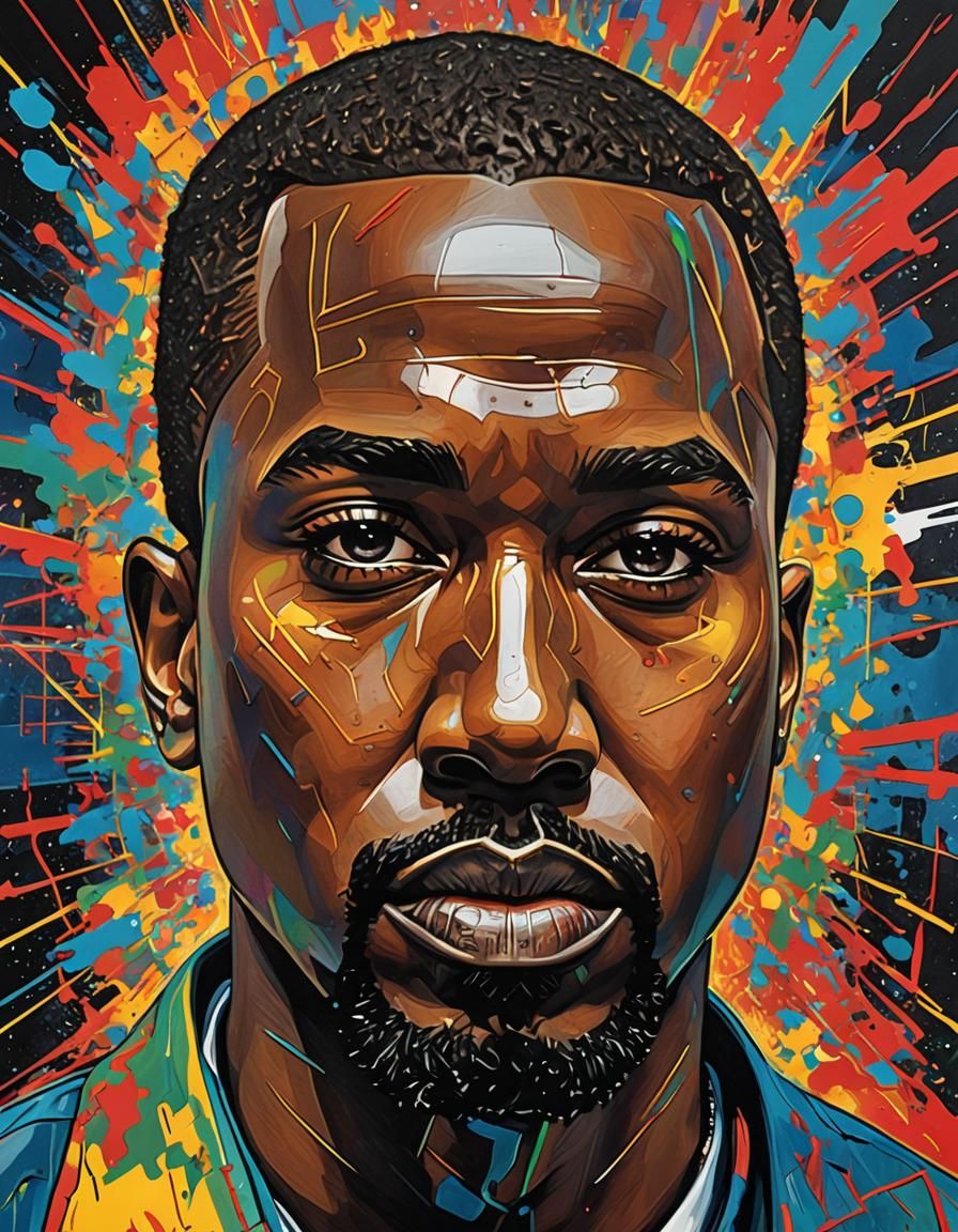 Kanye West Portrait in Marcel Duchamp Style