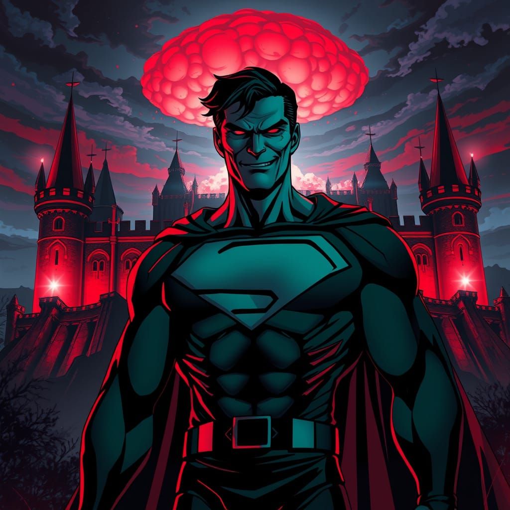 Dark Superman Captures Sinister Demon in Monochrome Green an...