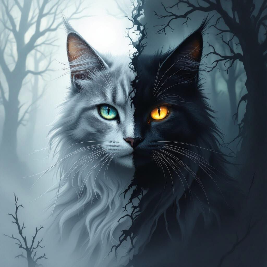 Mystical Grey Cat: Light, Shadow, and Folklore