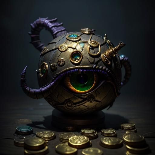Xanathar: Giant Floating Head Amidst Treasure