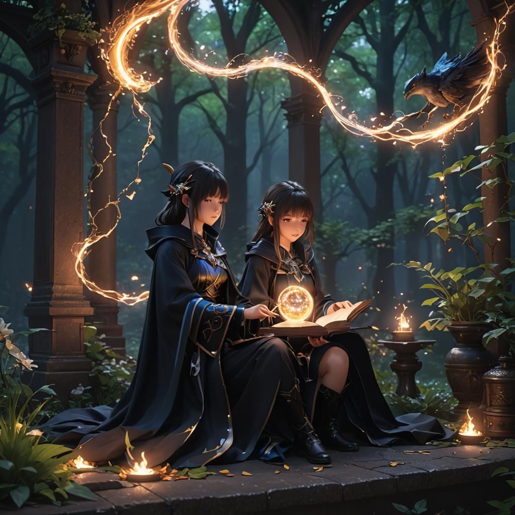 Anime Students Mastering Magic in 3D