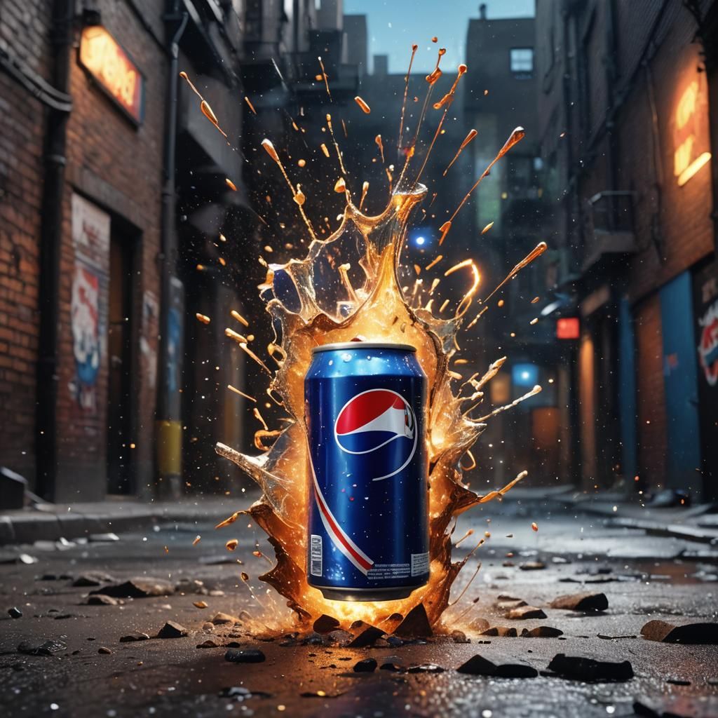 Pepsi Can Explodes in Dark Alley: Digital Art