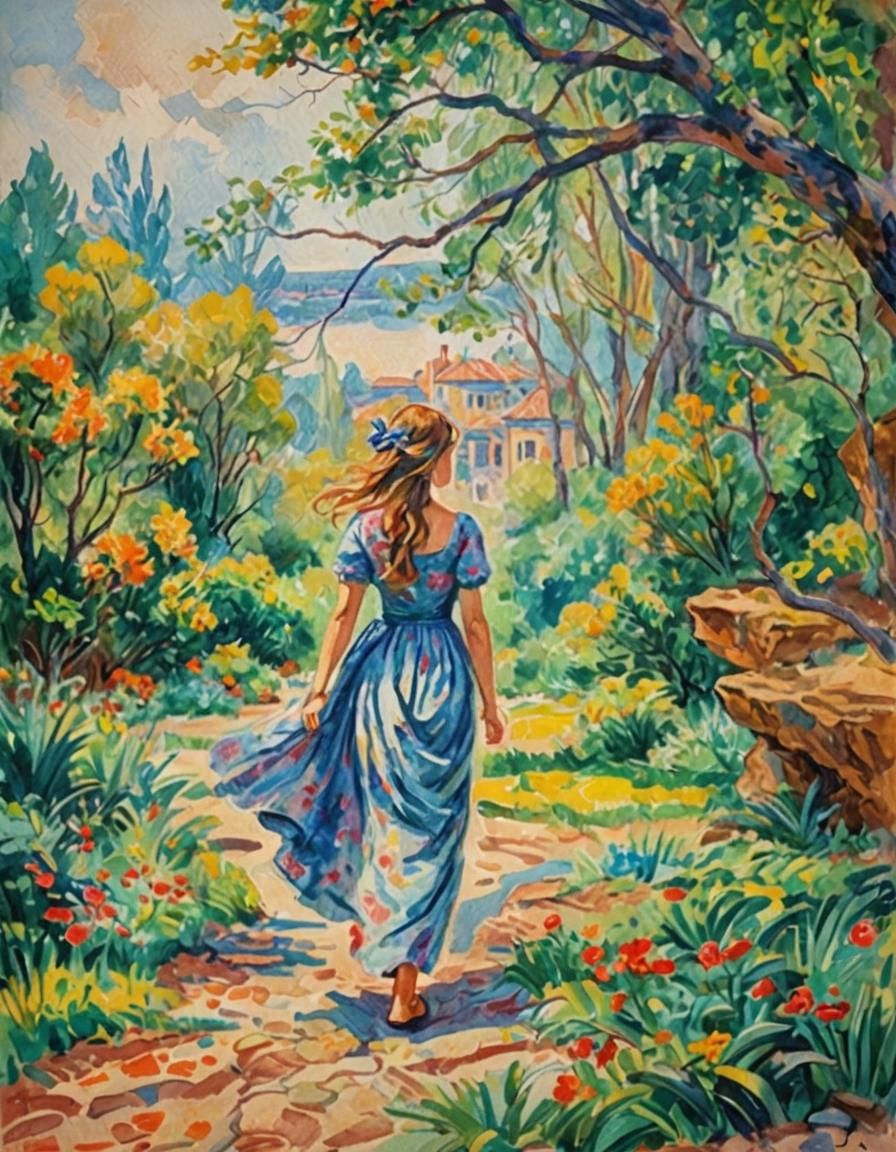 Impressionist Gouache Painting with Thick Brushstrokes