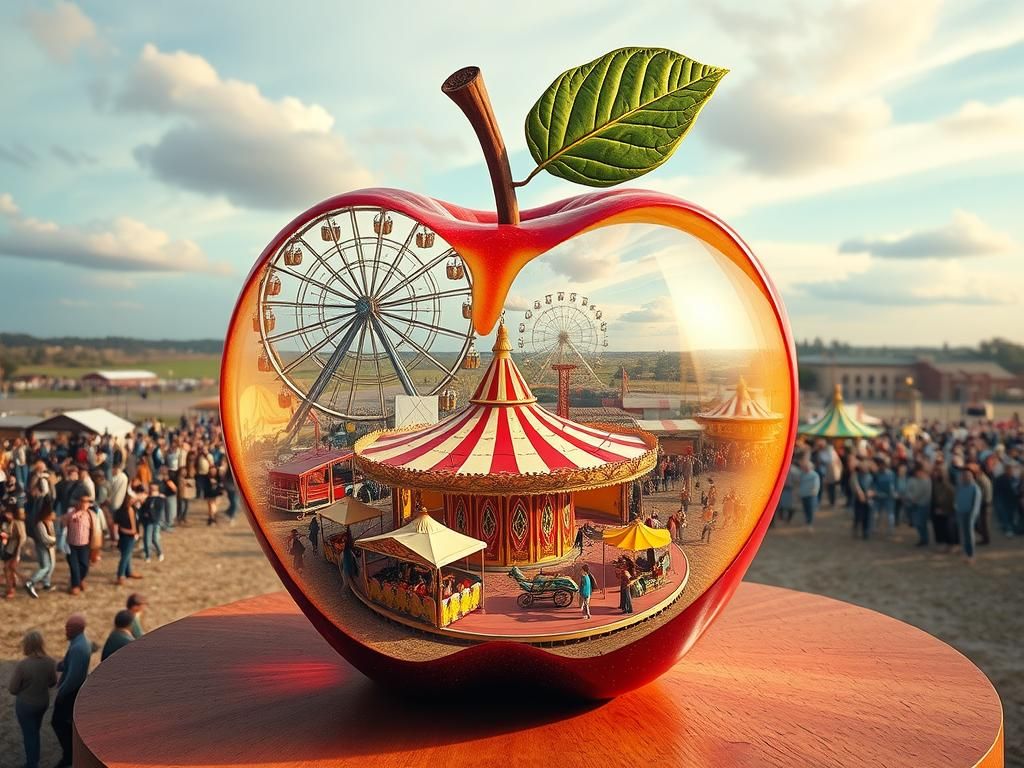 Surreal Fair Diorama Inside an Apple