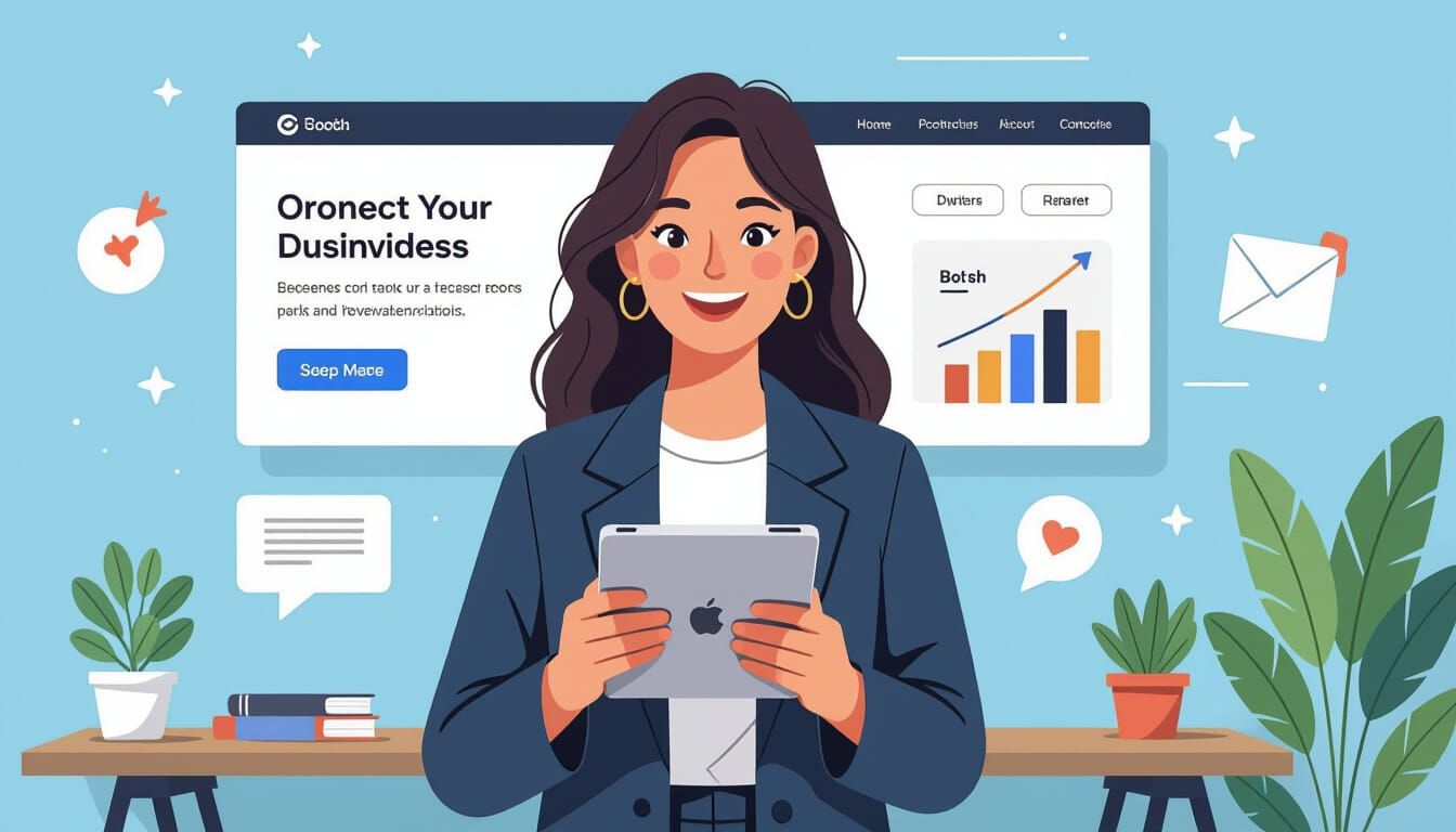 Smiling Businessperson with Minimalist Tablet Design