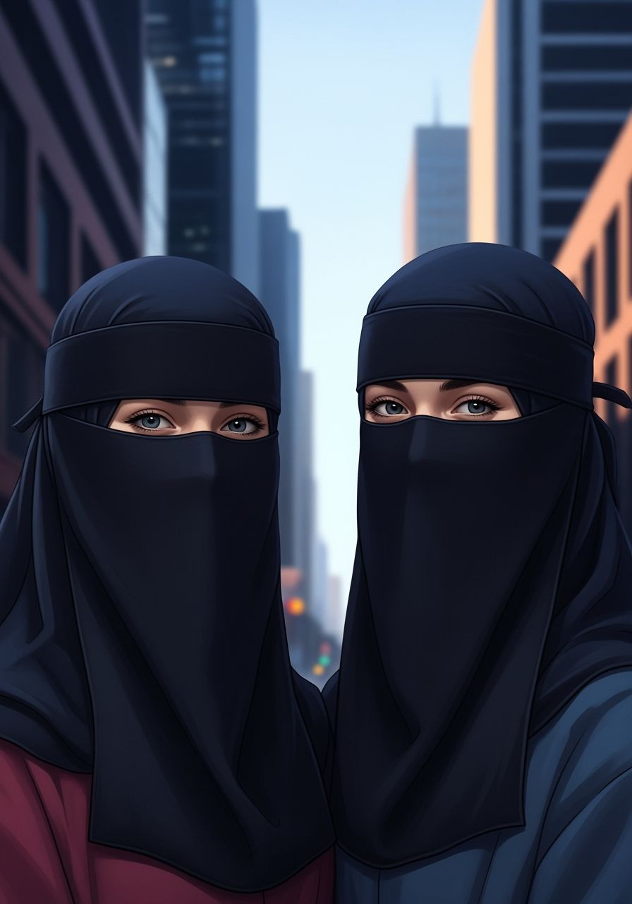 Elegant Irish Women in Niqabs, Digital Art