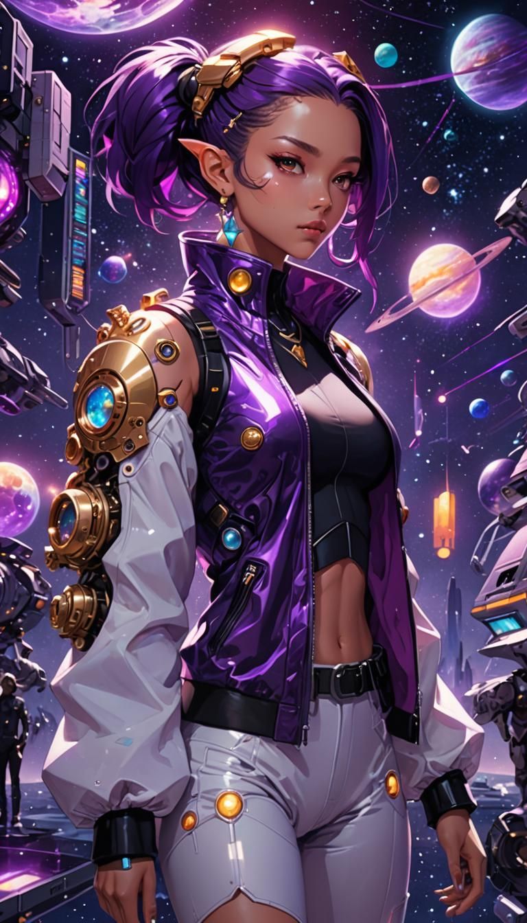 Surreal Anime Chimera Girl in Outer Space