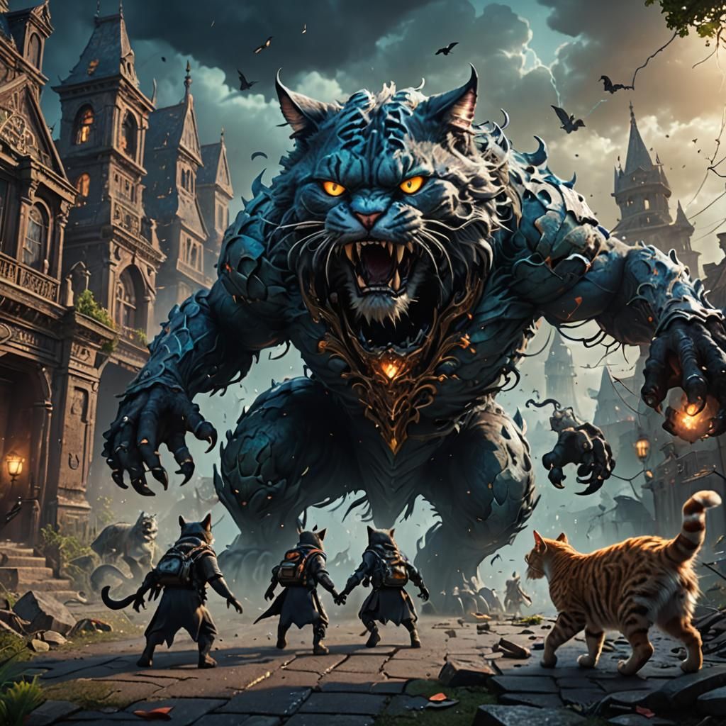 Ghosts Versus Monster Cat: Fantasy Concept Art