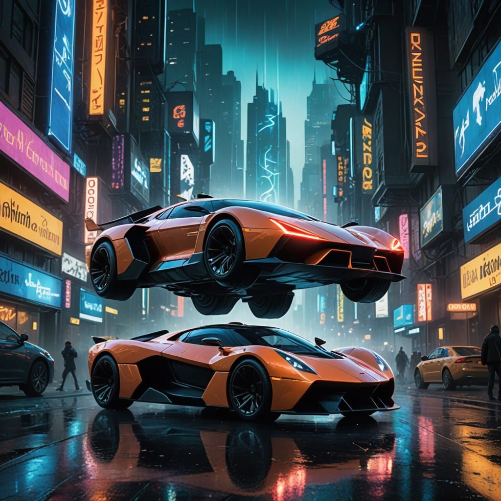 Flying Cars in a Neon-Lit Metropolis